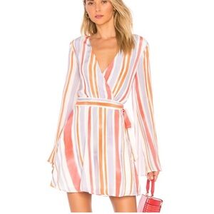 L'Academie The Wrap Dress Multi Stripe Size S